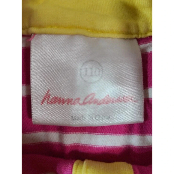 Hanna Andersson Girl's Dress Size 110 5 US Pink White Striped Cap Sleeve - Picture 4 of 4